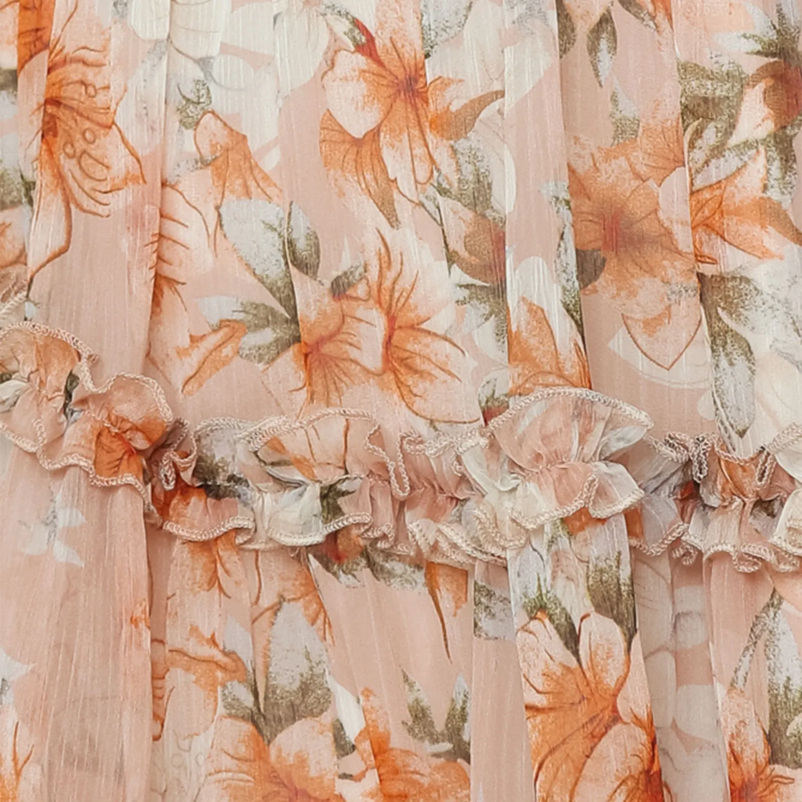 

Fashion Women Summer Dress Ladies Floral Printed Deep V-Neck Short Mandarin-Sleeves Backless Ruffled Skirt