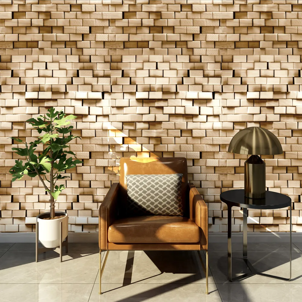 

Peel And Stick Stone Brick Wallpapers Brown/Beige Vinyl Self Adhesive Wall Paper Design For Walls Bathroom Balcony Home Decor