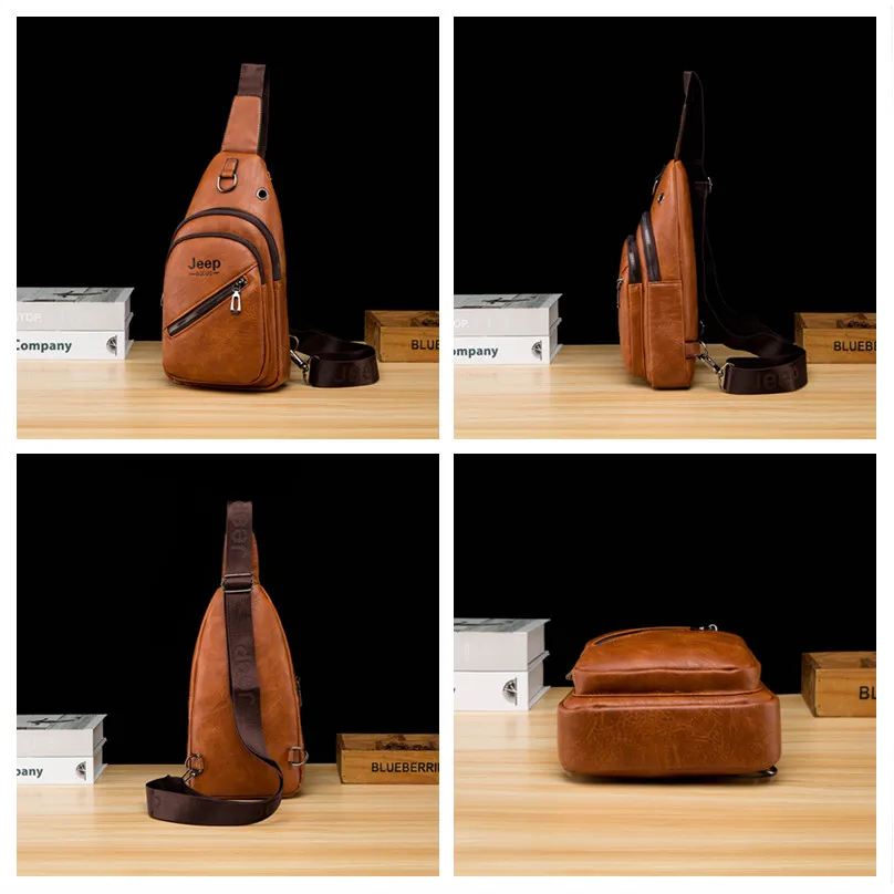 JEEP BULUO Men's Capacity Multifunction Fashion Crossbody Bag Shoulder Bags Short Trip Messenger Chest Bag Pack For Male