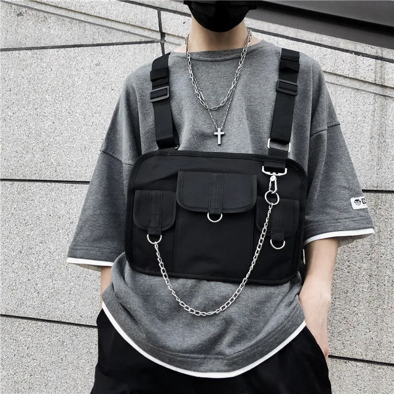 

Fashion Nylon Chest Rig Bag Black Pink Gray Orange Camouflage Vest Waist Packs Hip Hop Streetwear Functional Tactical Chest Bag