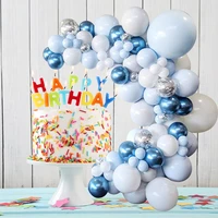 104 pcs blue silver latex balloons arch set happy birthday party backdrops baby shower bride to be wedding decorations supplies
