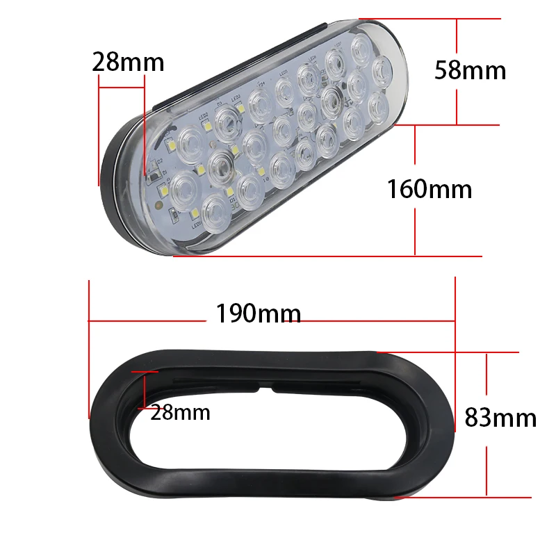 12V 24 Led Овальный трейлер для грузовика стоп-сигнал задний боковой габаритный