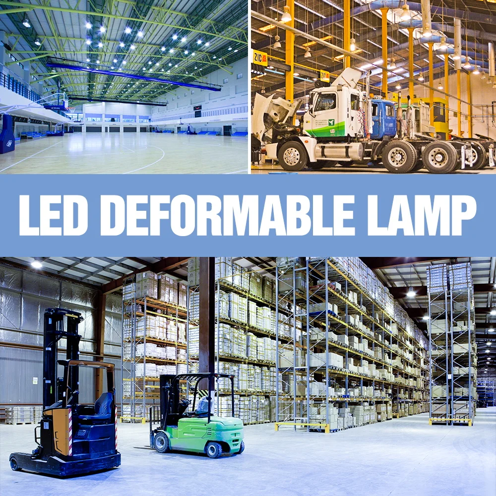 

UFO Led Garage Lamp 220V E27 Led Light Bulb E26 Warehouse Workshop Lighting Ceiling Light 40W 60W 80W Deformable Lamp 110V 2835