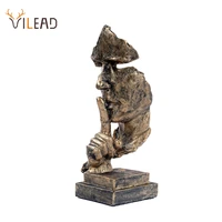 vilead 27cm resin silence is golden mask statue abstract ornaments statuettes sculpture craft for office vintage home decoration