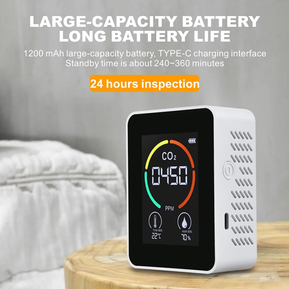 

Portable Co2 Meter Digital Temperature Humidity Sensor Tester Air Quality Monitor Carbon Dioxide Tvoc Formaldehyde Hcho Detector