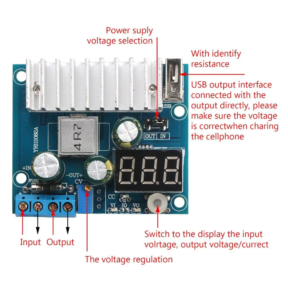 LTC1781 100W DC/DC Step Up Converter 3-35V to Switching Regulator Constant Current with Volt Ampere Meter USB Interface fo | Электроника