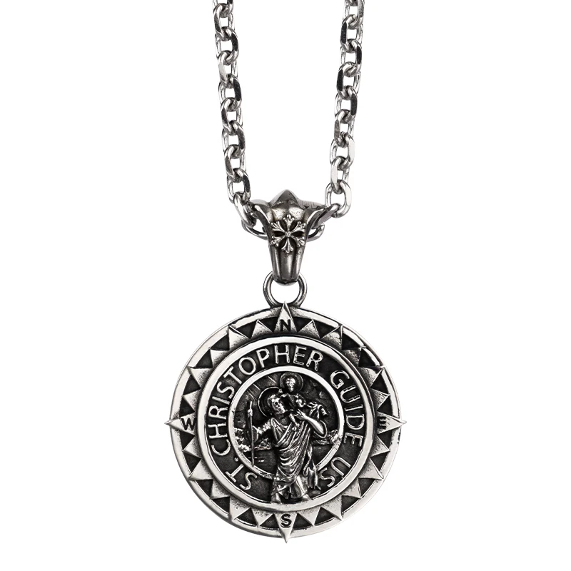 Ожерелье из нержавеющей стали для мужчин безопасный Компас путешествий модное