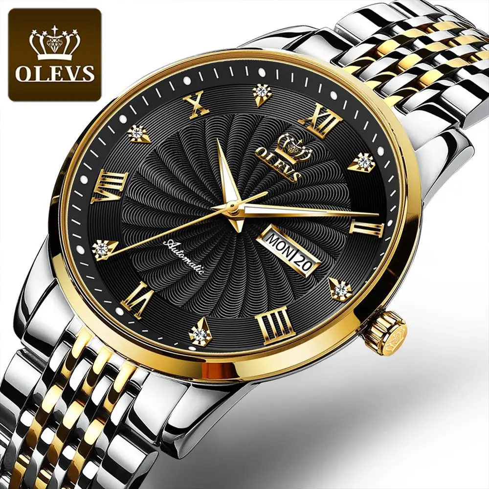 OLEVS Automatic Watch Men Mechanical Watch Luminous Hands Luxury Sport Stainless Steel Waterproof Watch Men relogio masculino