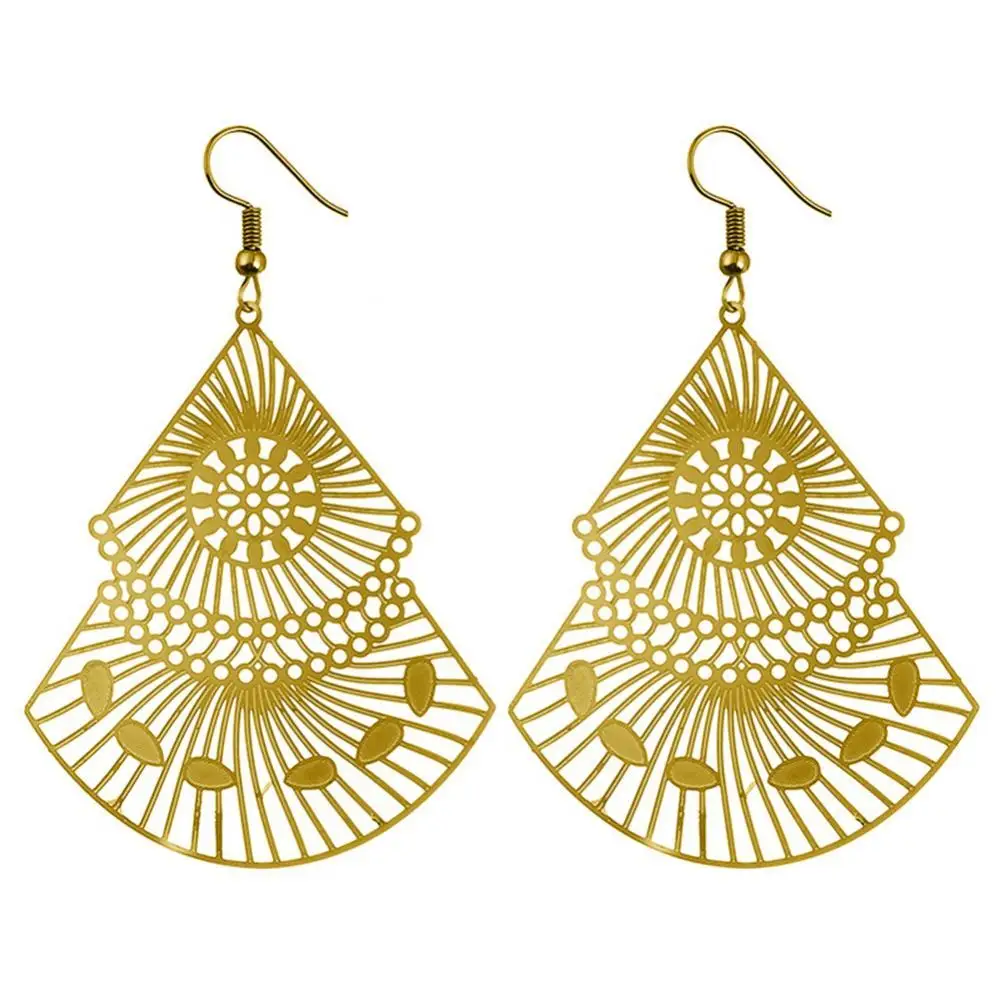 

Fashion Women Hollow Out Multicolor Fan Dangle Drop Hook Earrings Jewelry Gift