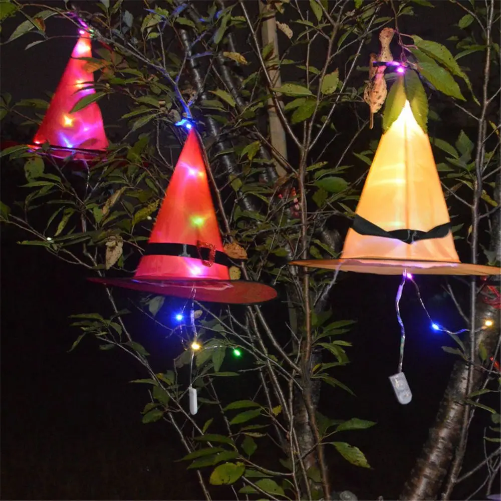 Светодиодный светящийся головной убор ведьмы на Хэллоуин украшение для улицы
