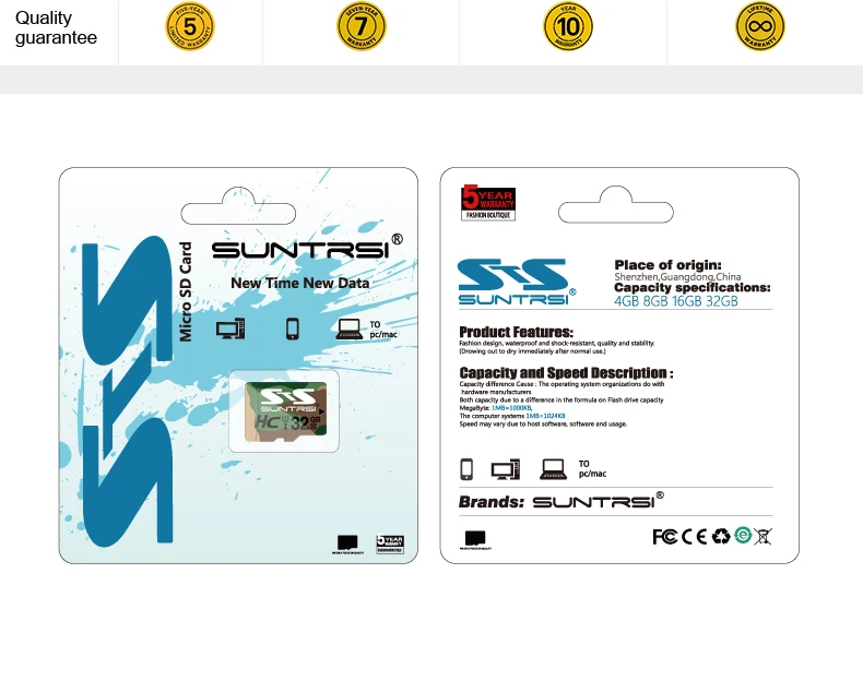 Suntrsi карта памяти 256 ГБ 128 Гб Microsd зеленая Micro SD карта 64 ГБ 32 ГБ полная емкость 16 Гб класс 10 для камеры телефона