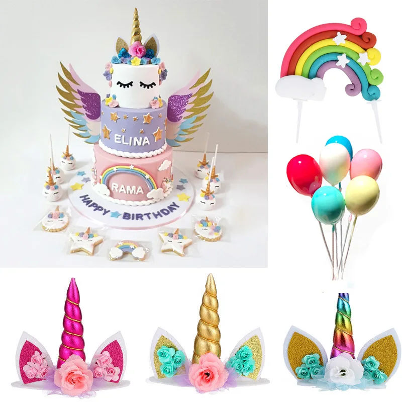Единорог украшение набор бумажной посуды День рождения украшения комплект