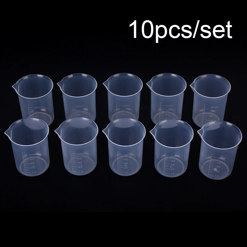 

10PCS/Set 50ml Plastic Graduated Measuring Cup For Baking Beaker Laboratory Supplies New