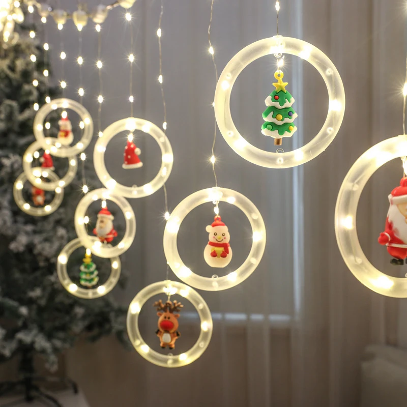 

Christmas Thanksgiving Halloween Ornaments LED Lamp Home Decor String Xams New Year Accessary Wall Hanging Xmas USB Lights Ring