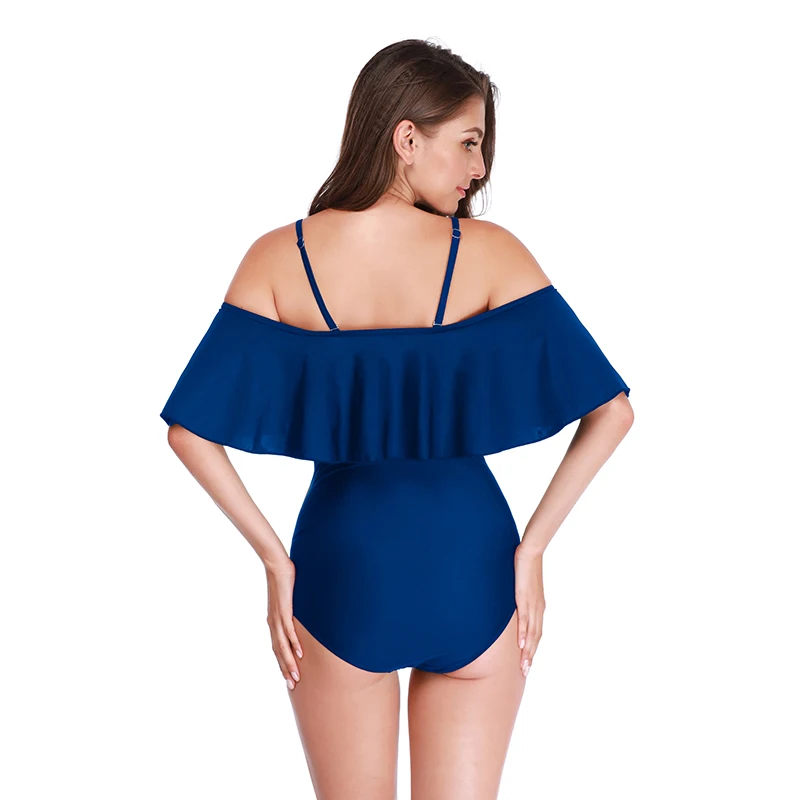 

2019 new conjoined pregnant women solid color large size flying European and American sexy swimsuit