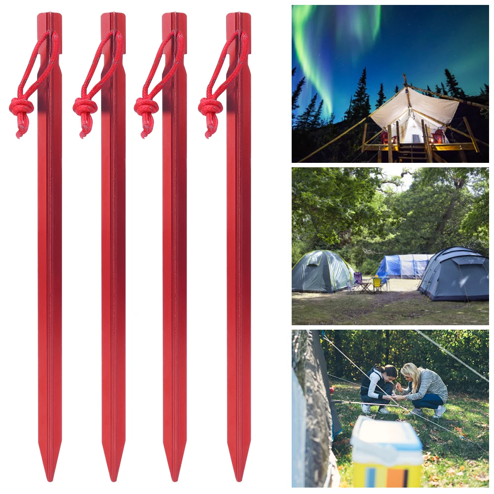 

Brand New 4PCS 23cm High Quality Aluminium Alloy Practical Outdoor Lengthen Ultralight Camping Tent Peg Ground Nail Stakes