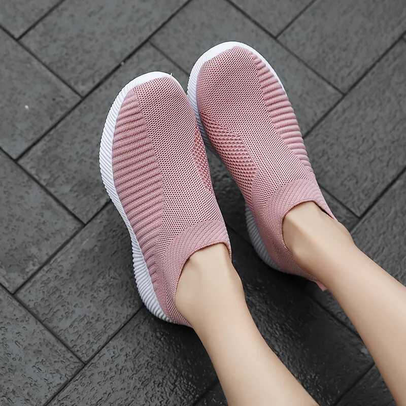 

Women Shoes Knitting Sock Sneakers Plus Size43 Fashion Women Vulcanize Shoes Female Air Mesh Sneakers Flat Casual Tenis Feminino