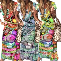 9659 quick sale hot sale womens 2021 spring and summer new womens short sleeve printed dress long skirt