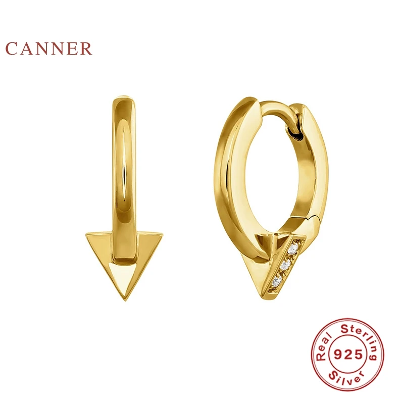 

Женские серьги в виде треугольника CANNER, серьги из стерлингового серебра 925 пробы с черным бриллиантом, корейские серьги