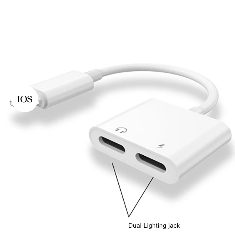 Double Lighting Jack IKSNAIL 2 в 1 зарядное устройство с интерфейсом Lightning адаптер для прослушивания iphone X 8 Plus адаптер для зарядки 3,5 мм разъем разветвитель AUX для iphone XS MAX - Цвет: Double Lighting Jack
