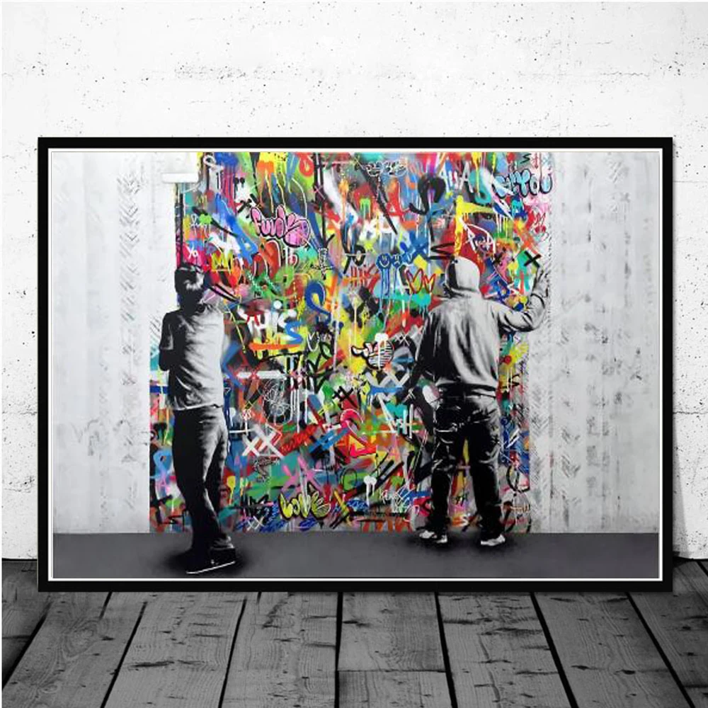 

Street Graffiti Art Canvas Painting Cleaners And Graffiti Lovers Poster and Print Wall Art Picture for Living Room Cuadros Decor