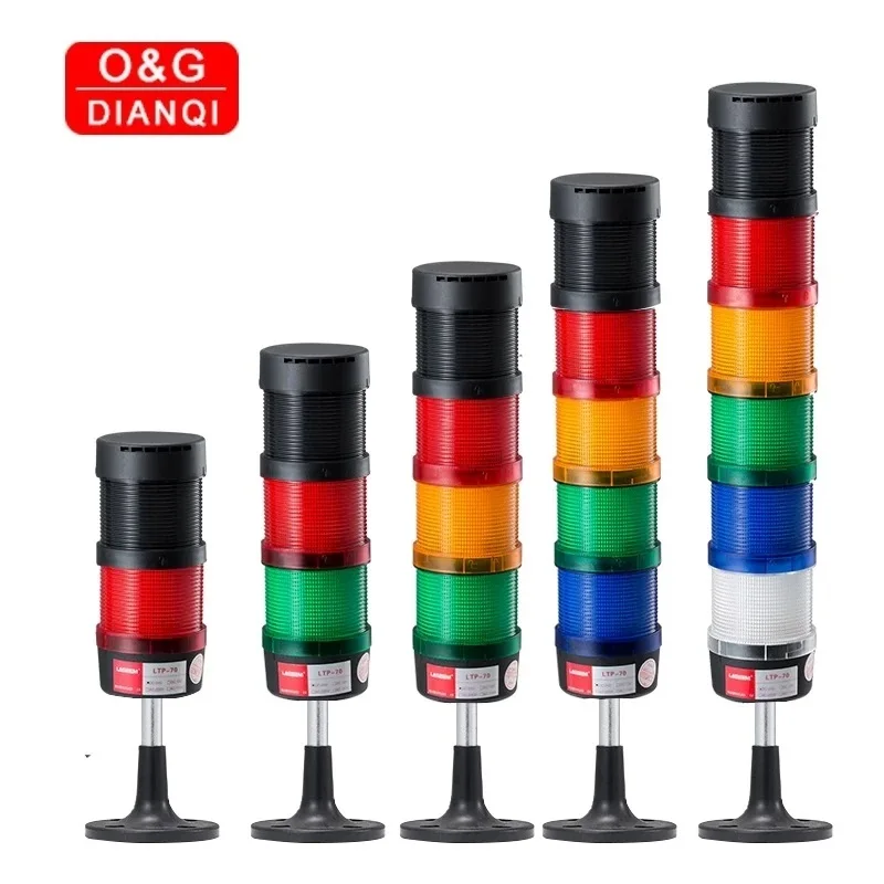 

Stack Lamp Industrial Emergency Light Straight Rod Disk Base LED Warning Light Tower DC12V/24V AC110V/220V/380V with Buzzer