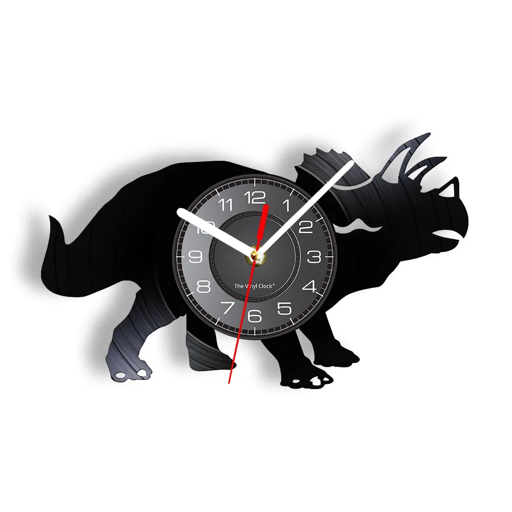 Rhinoceros Big Animal Silhouette Laser Cut Vinyl Record Wall Clock Sedentary Home Decor Rhino Disk Crafts Watch Handicraft Art