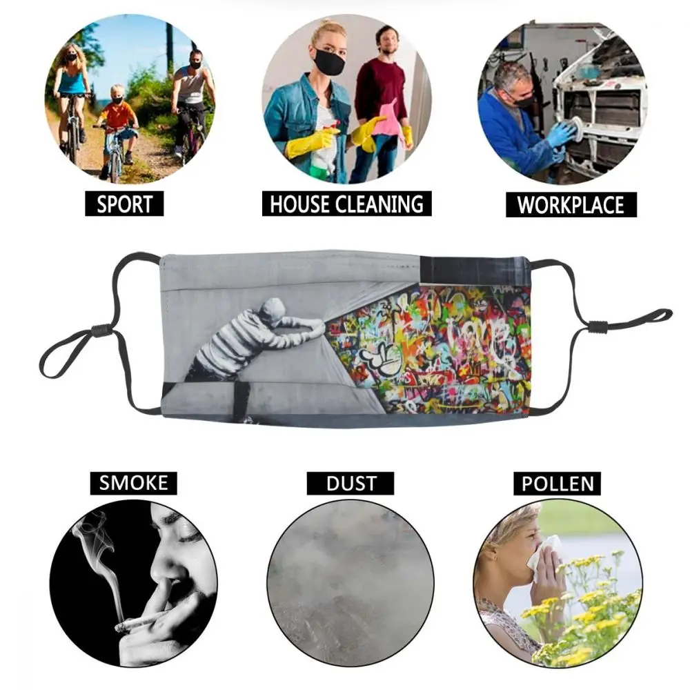

Banksy Uncovering Graffiti Men Women Reusable Adult Unisex Face Mask Art Anti Dust Haze Mask Protection Cover Mouth-muffle