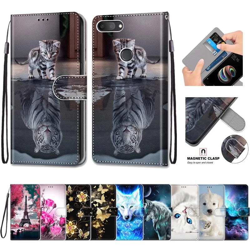 Чехол-книжка с бумажником и принтом для Alcatel 1s 2019 чехол милым мультяшным рисунком