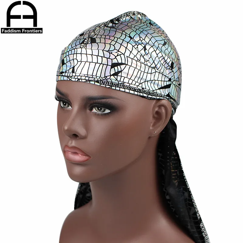 Мужская блестящая бандана тюрбан серебристого цвета с лазерным отражением| |