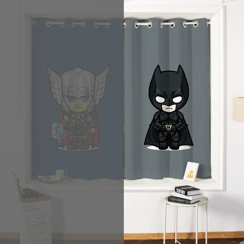 Marvel Captain America Iron Man Children's Room Free Perforated Blackout Curtain Bedroom Living Bay Window Short | Дом и сад