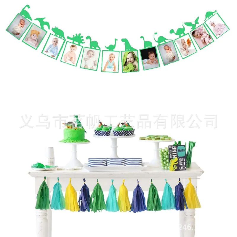 Динозавр ежемесячный фото плакат динозавр 12 месяцев баннер первый день рождения