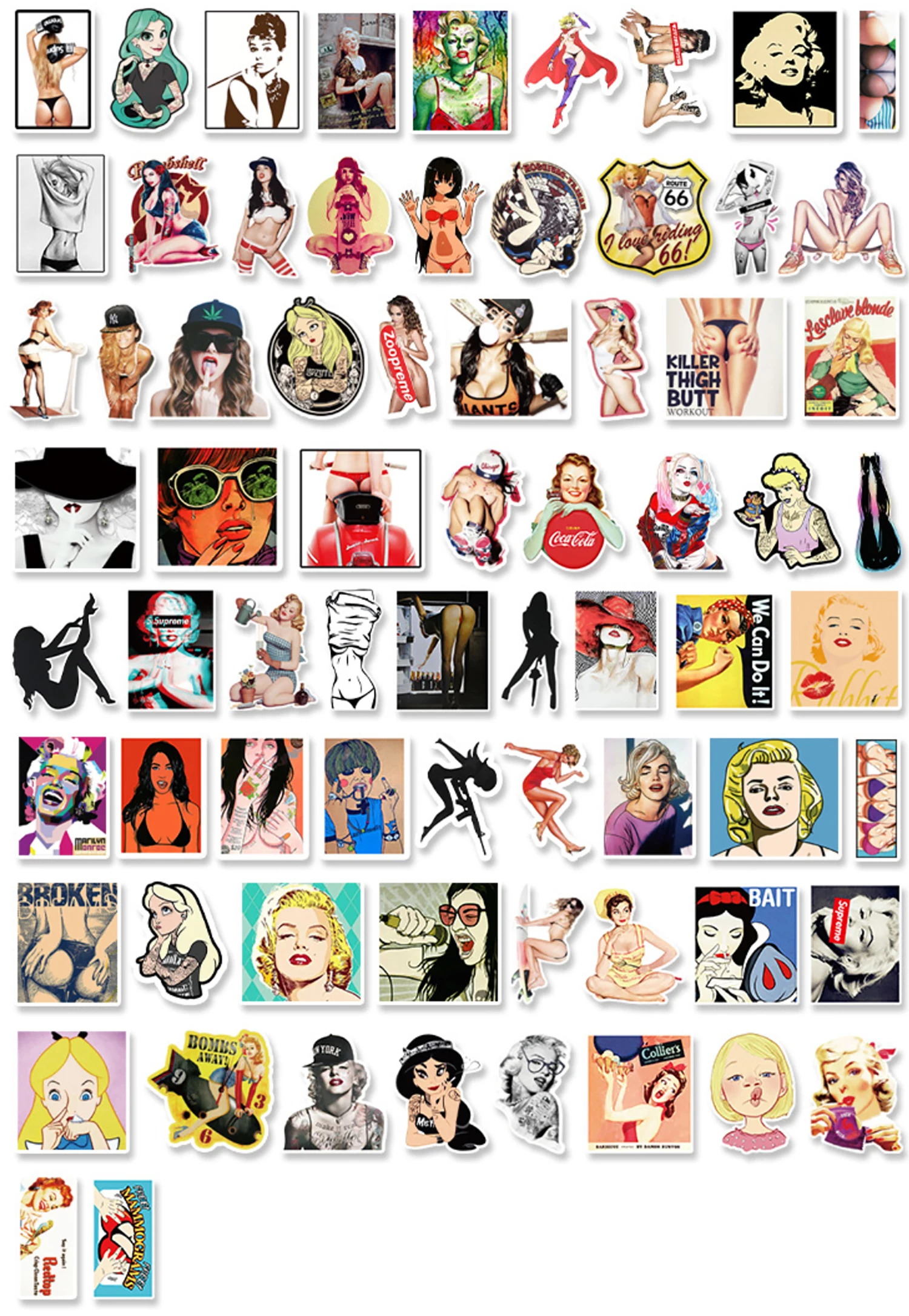 

Free delivery, well-known female stars, various styles of cartoon graffiti stickers, luggage, motorcycle, car, laptop, computer