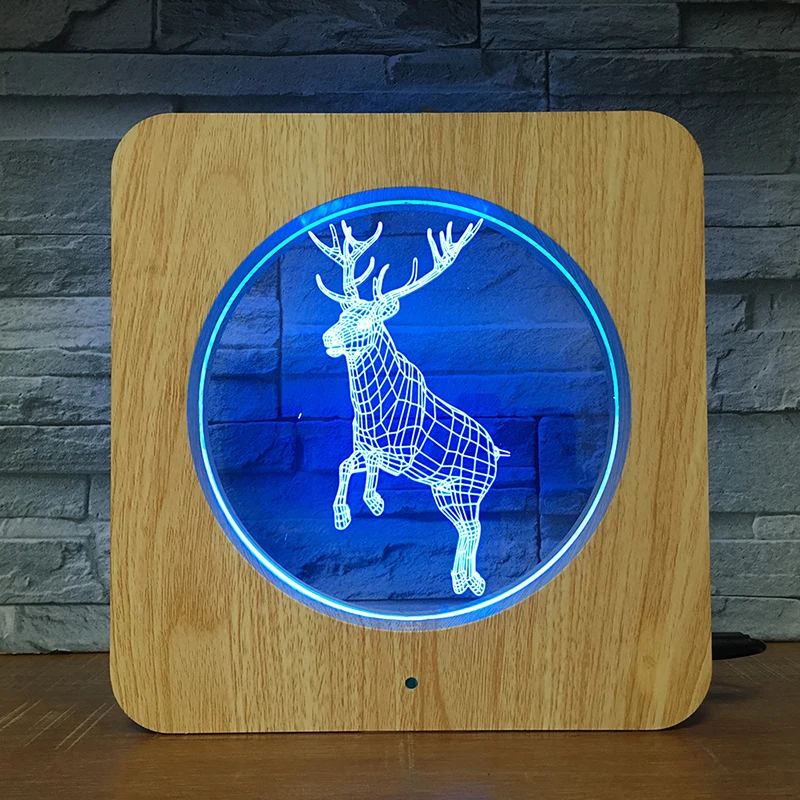 

Deer Jumping Animal Style 3D LED ABS Plastic Night Light DIY Customized Lamp Table Kids Colors Gift Home Decor Photo Frame 2541