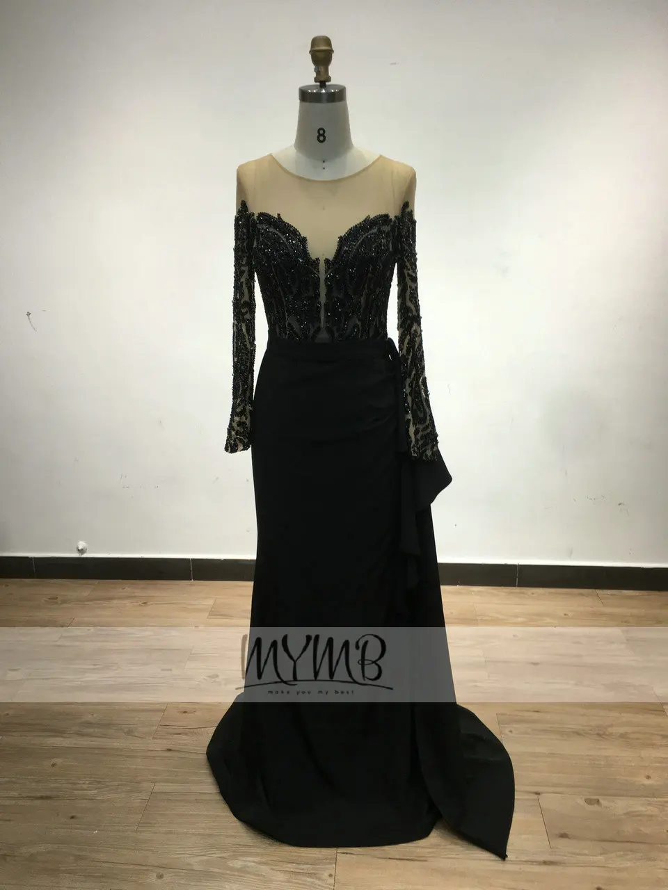 Скромное блестящее арабское мусульманское вечернее платье креп с длинным