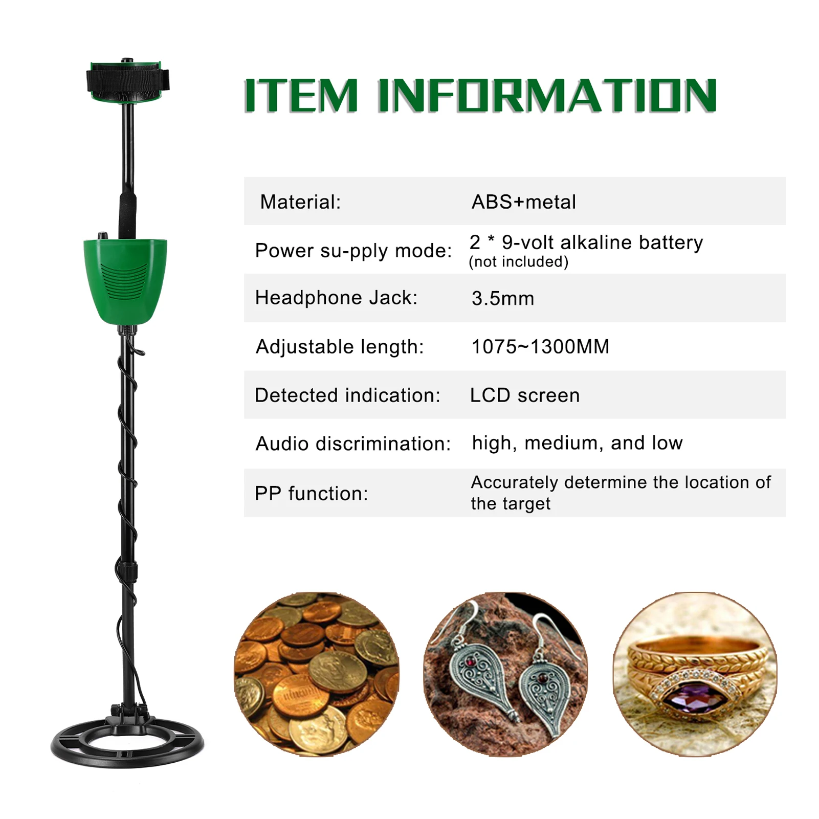 

MD950 10 Inch Portable Metal Detector Metal Detecting Tool Treasure Gold Metal Detector Gift Present for Adults and Kids