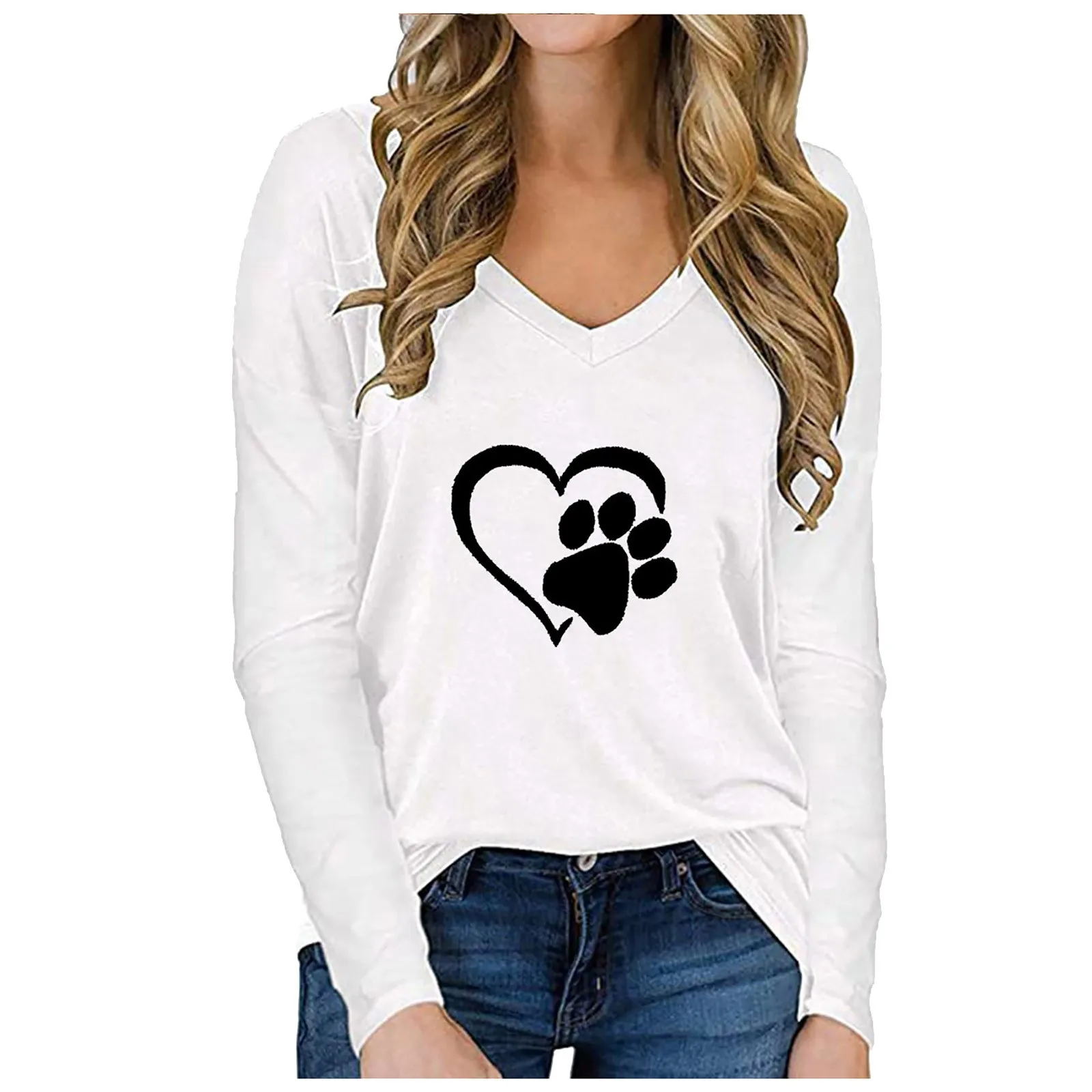 Женская Повседневная Свободная футболка с длинным рукавом модная свободная