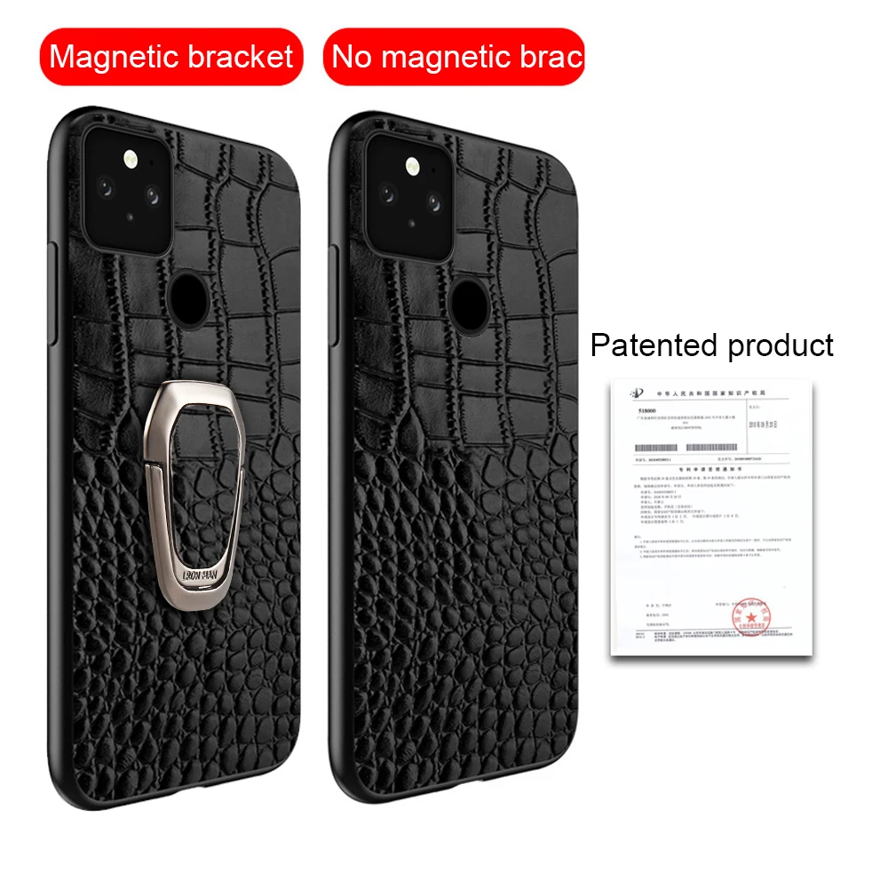 genuine leather phone case for google pixel 6 pro 5 4 4a 5a 5g crocodile texture magnetic kickstand ring holder armor back cover free global shipping