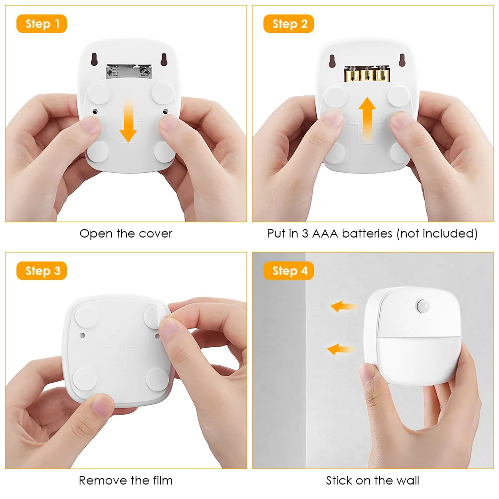 Умный ночник с датчиком движения светодиодный на батарейках прикроватная лампа