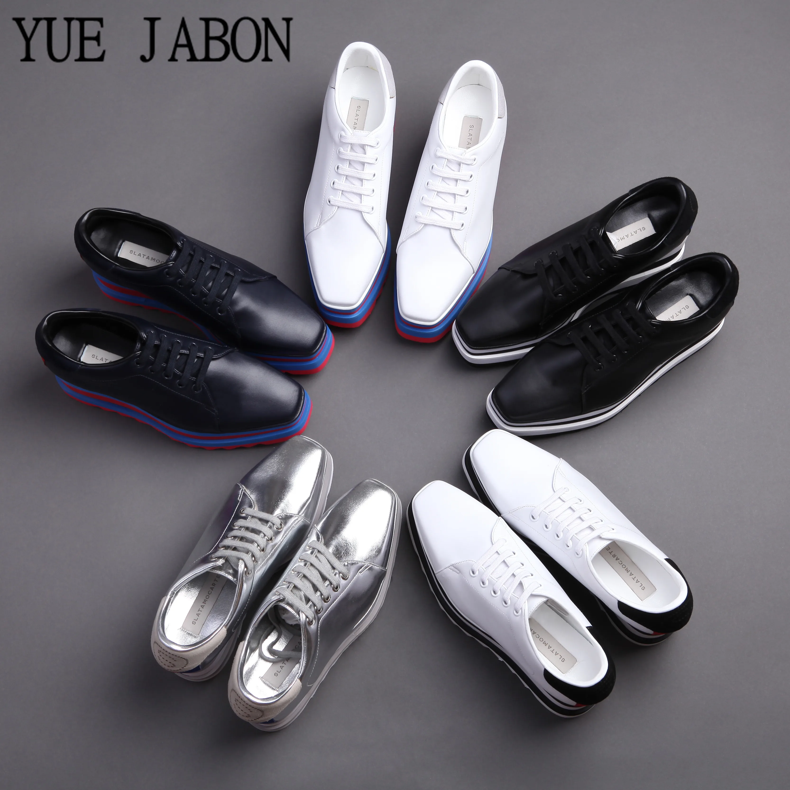 Новинка классические туфли со звездами увеличивающие рост на платформе белые