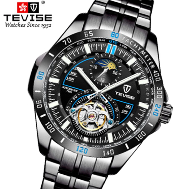 Часы TEVISE Мужские механические Модные Роскошные автоматические деловые