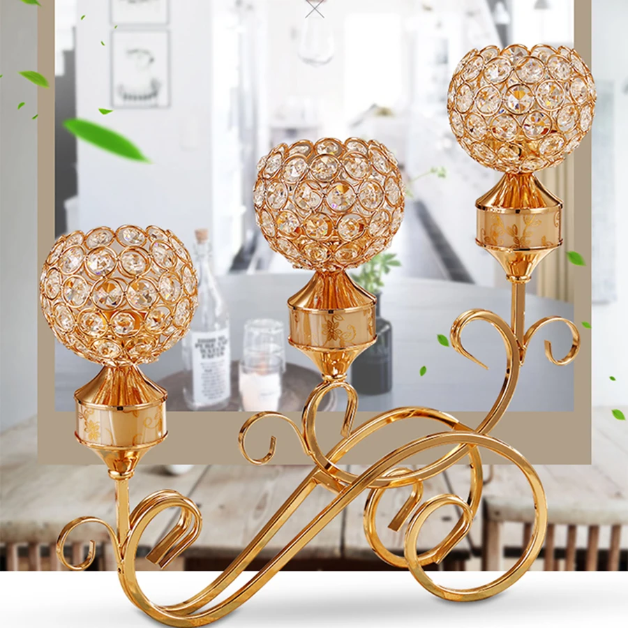 

Stainless Steel Decor Wedding Centerpieces Candlesticks Candle Holders Decoracion Nordica Hogar Kandelaar Goud Kristal W