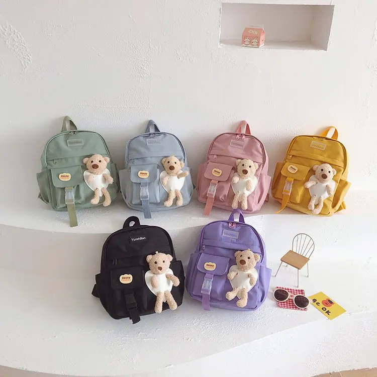 

New Children's Backpack Cute Plush Bear 3D Stereo Doll Matching Necessary Large-capacity for Kindergartenschool Travel Backpack
