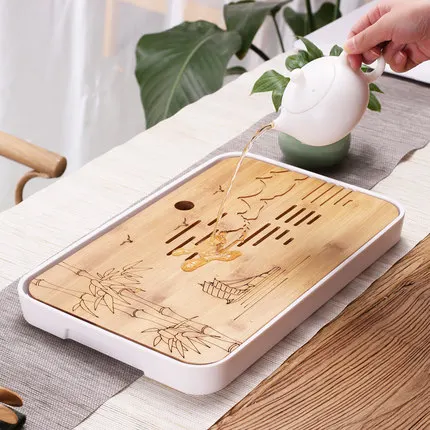 Домашний маленький поднос для чая кунг-фу простой миниатюрный хранения воды