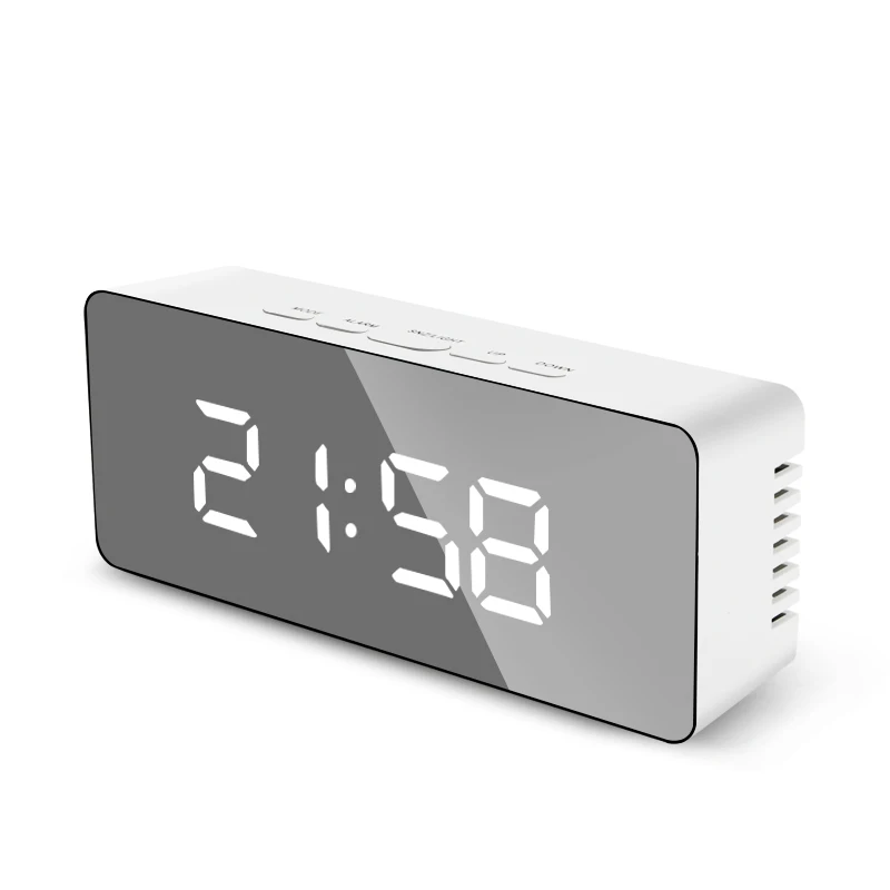 

Digital Alarm Clock Mirror LED Night Lights Thermometer Wall Clock Lamp Square Rectangle Multi-function Desk Clocks USB/AAA