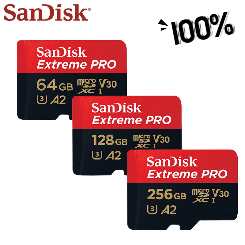 

100% Sandisk Extreme PRO Card 64GB 128GB A2 Class 10 UHS-I U3 Max Speed Reading 170MB/s V30 32GB A1 Micro SD Card Memory Card