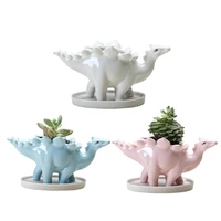 creative ceramic stegosaurus flower pot succulent with tray dinosaur flower planter pot garden desktop decoration