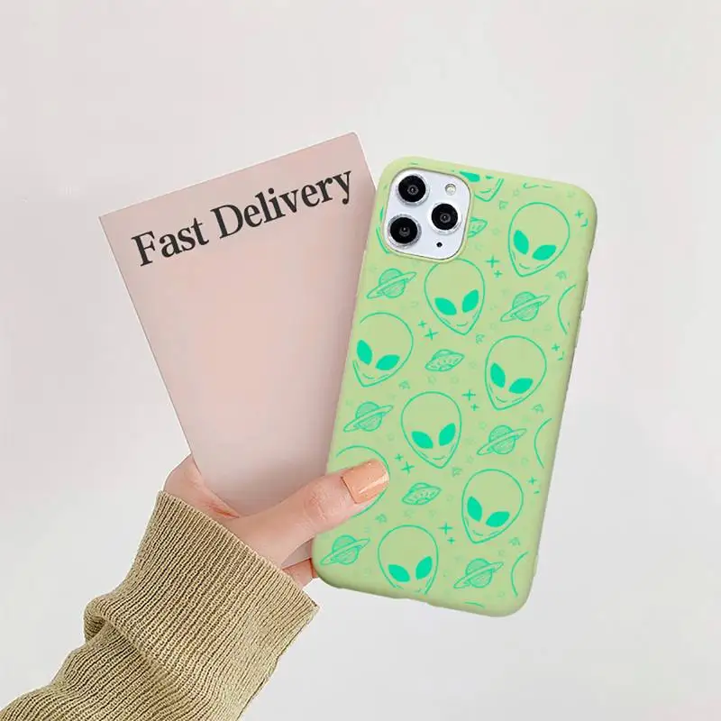 

Fashion E.T. Alien Phone Case Candy Color for iPhone 11 12 mini pro XS MAX 8 7 6 6S Plus X 5S SE 2020 XR