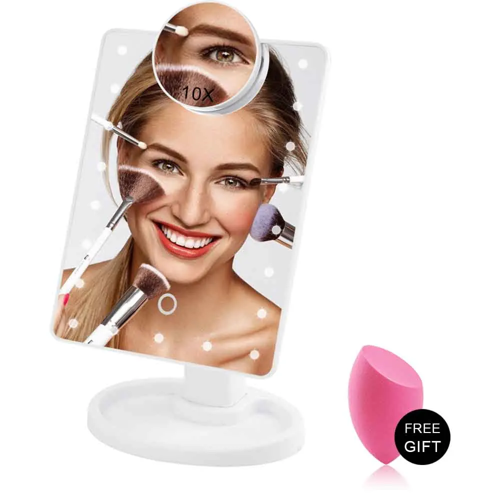 16/22 светодиодный зеркало для макияжа с подсветкой Беспроводная зарядка