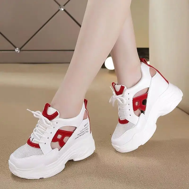 

NEW Brand Summer Women Sneakers Mesh Casual Platform Trainers Shoes Woman Heels Wedges Breathable Woman Height Increasing Shoes